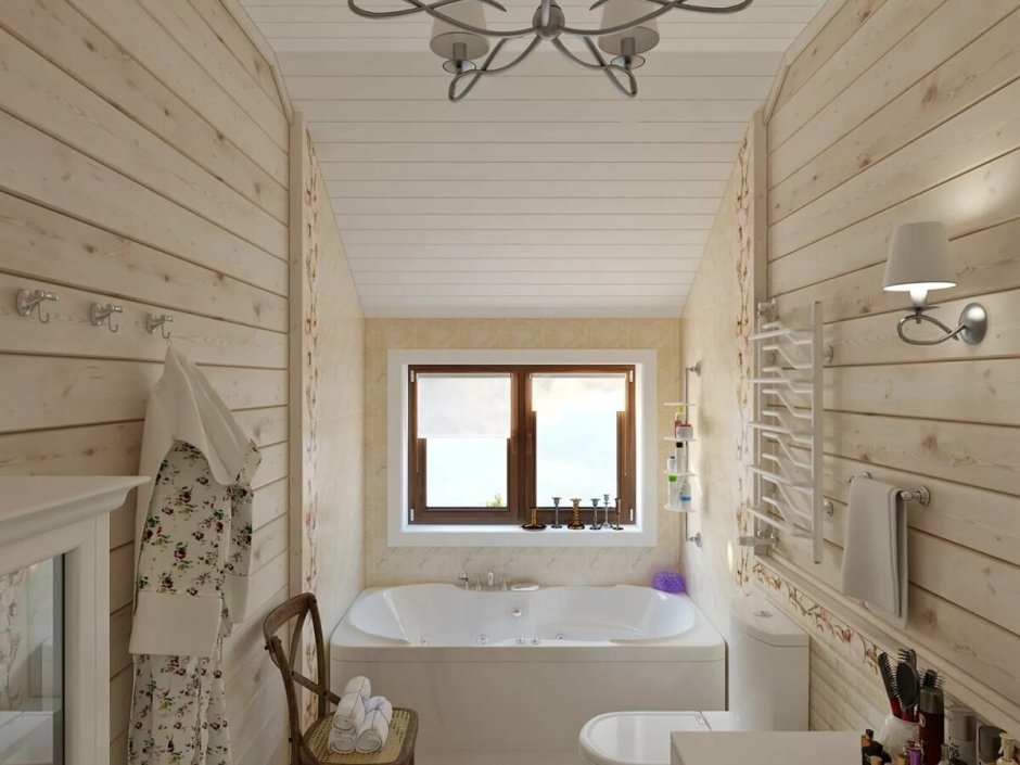 Ванные комнаты из имитации бруса