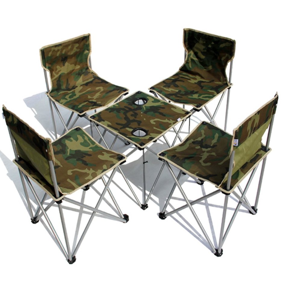 Комплект походный Ecos td-09 (стол + 4 стула) в чехле камуфляж