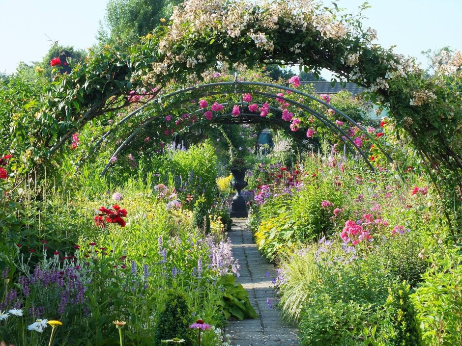 Цветочные арки в деревенском саду