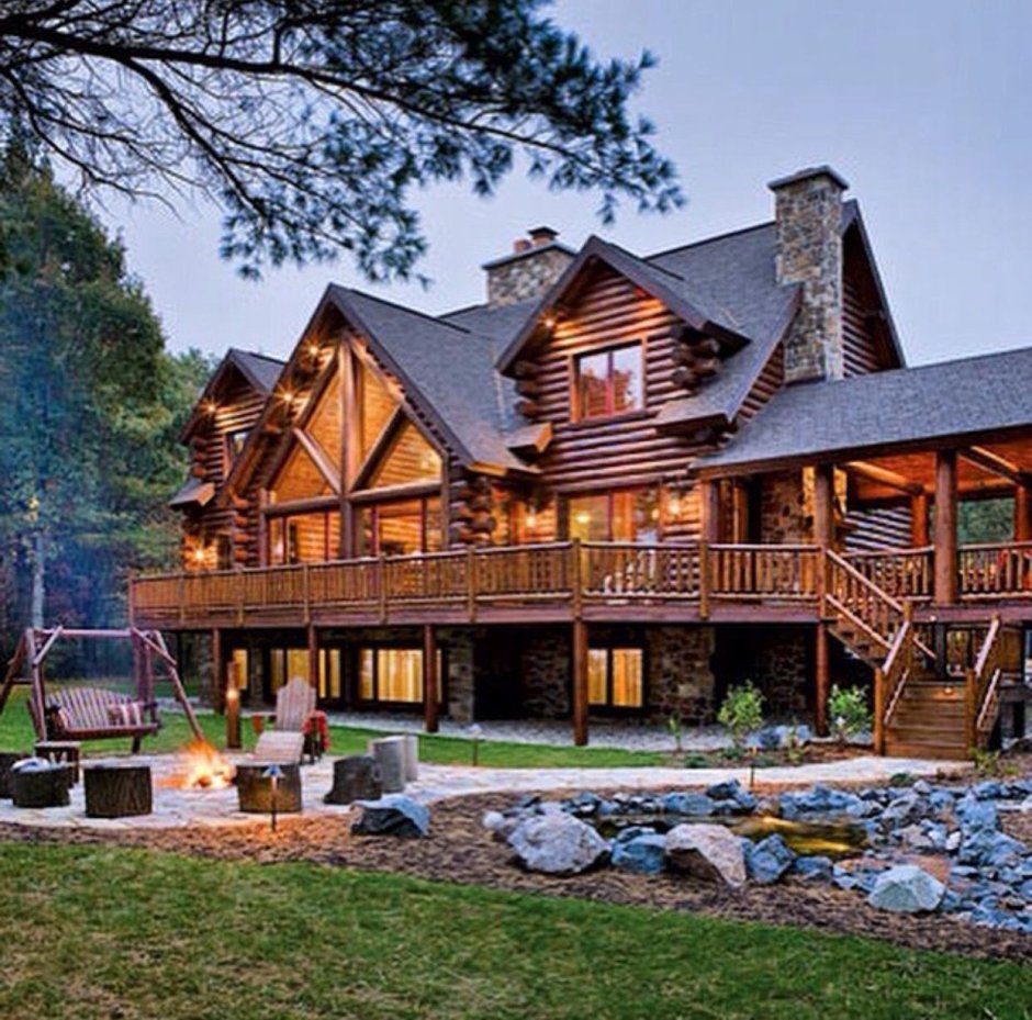 Ландшафт с деревянным домом