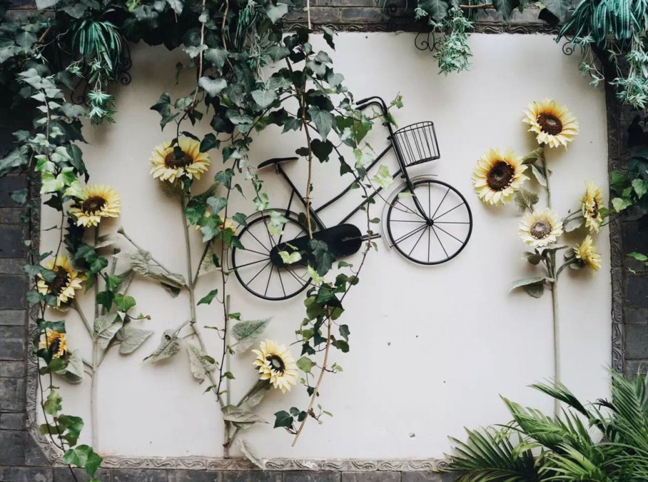 Велосипед декор для цветов на стену
