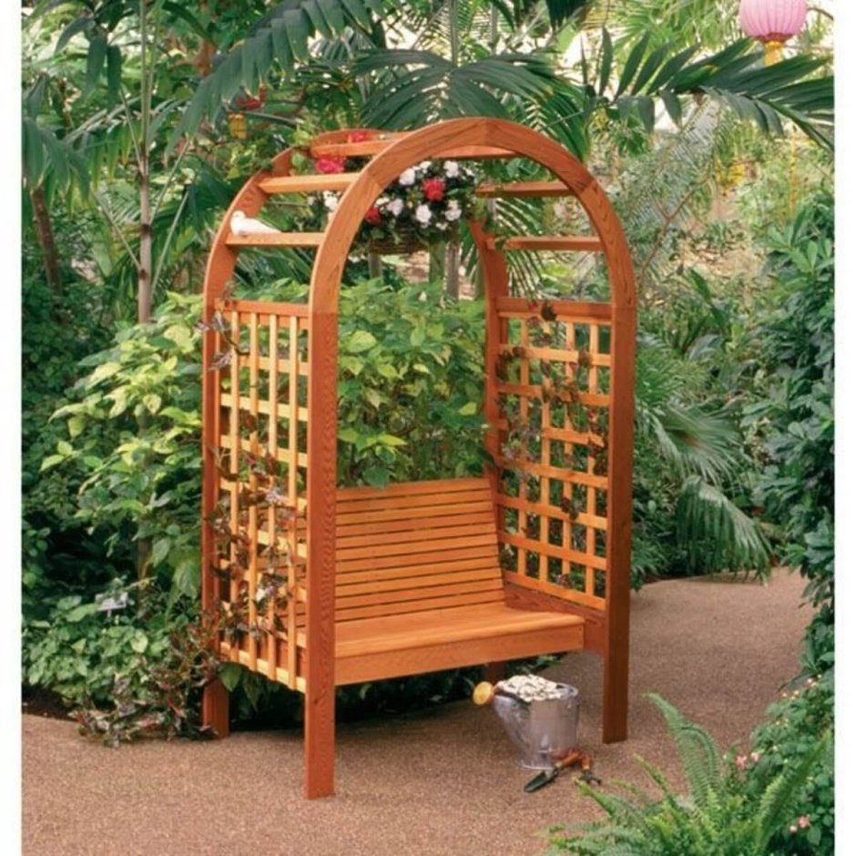 Скамейка с аркой для сада