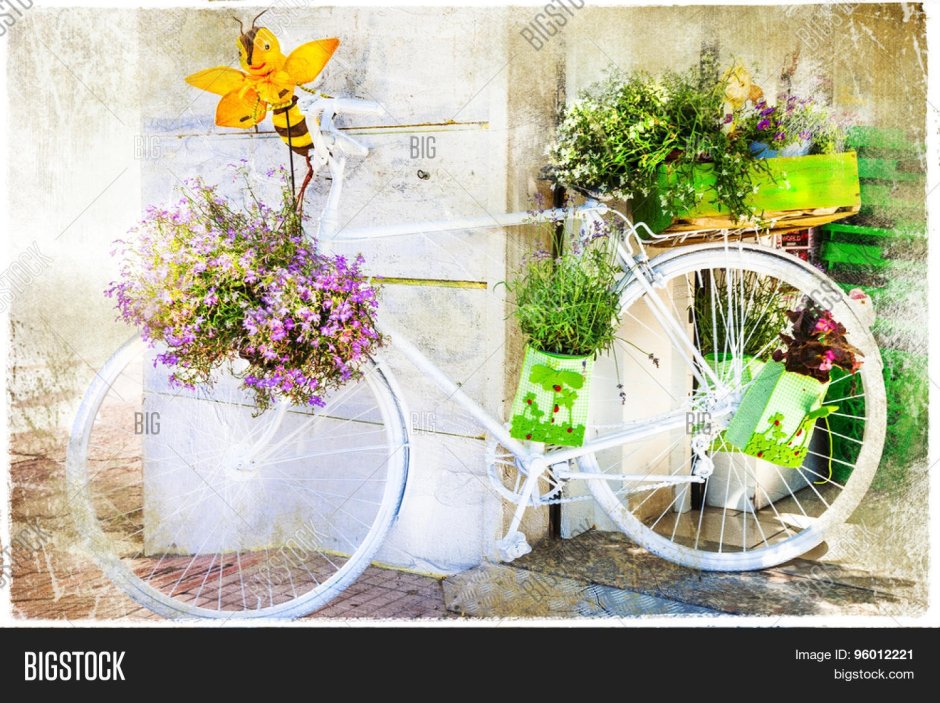 Велосипед цветы шляпа