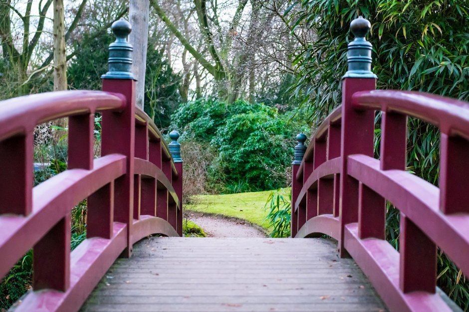 Японский сад мостик деревянный