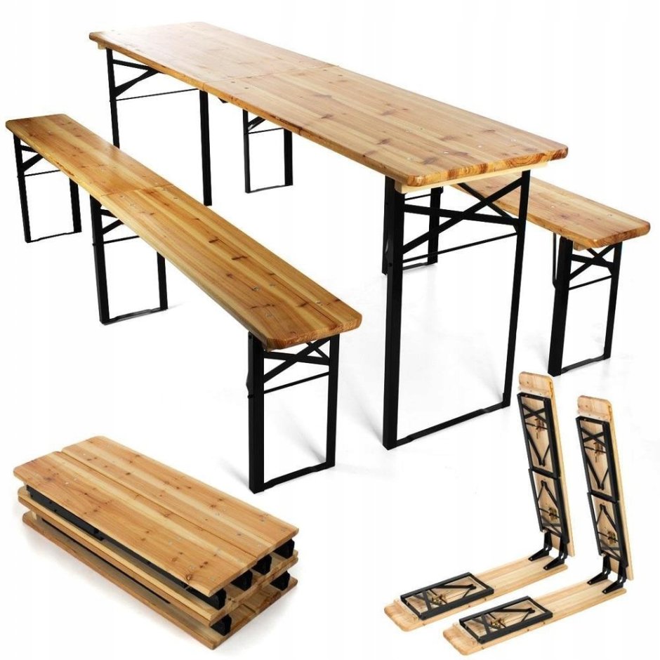 Набор: стол складной и 2 складные скамьи в113