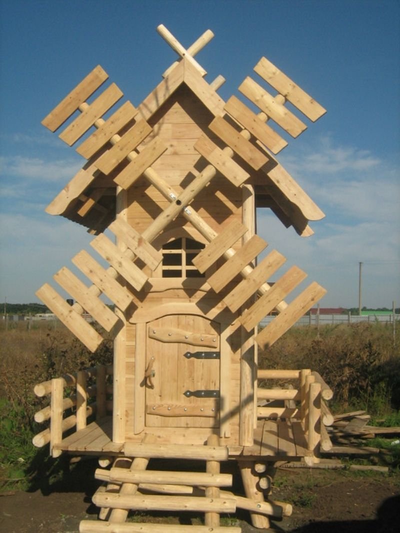 Декоративные мельницы из дерева