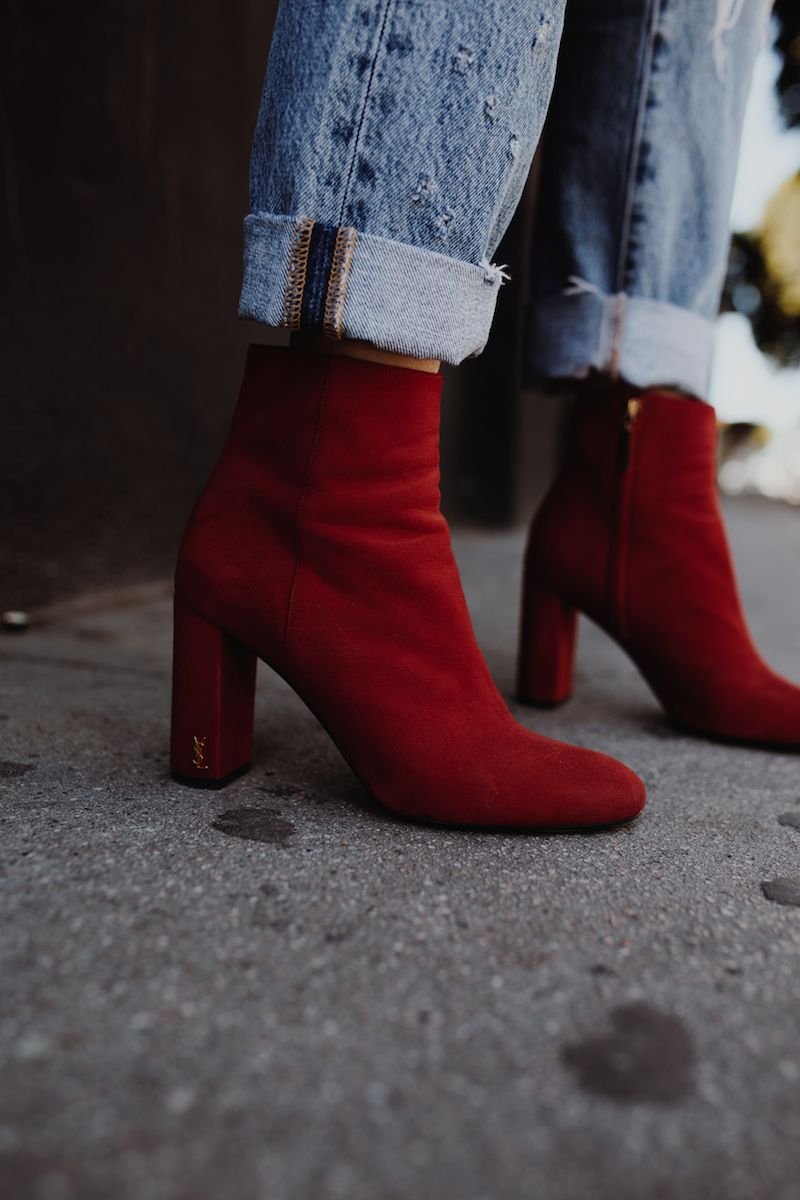 Красная Эстетика высокие ботинки
