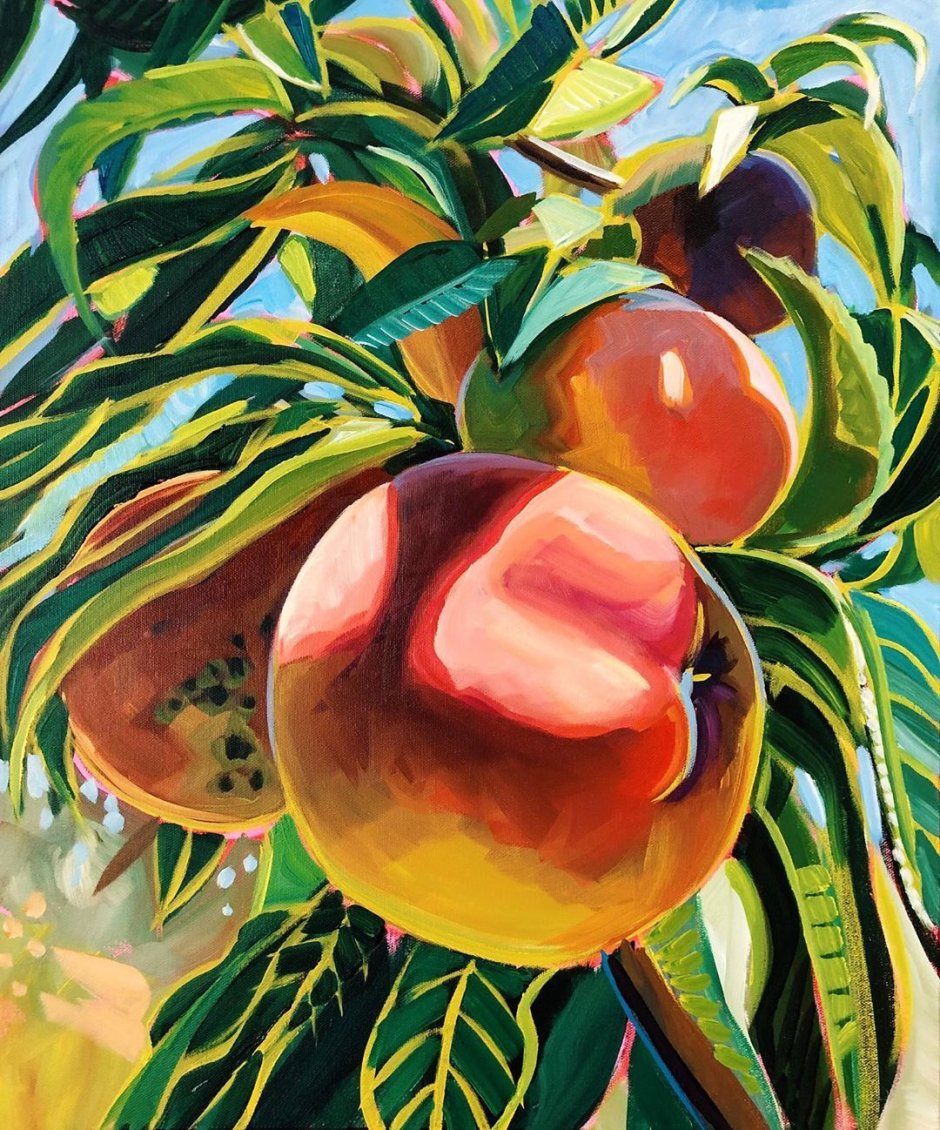 Персик рисунок красками