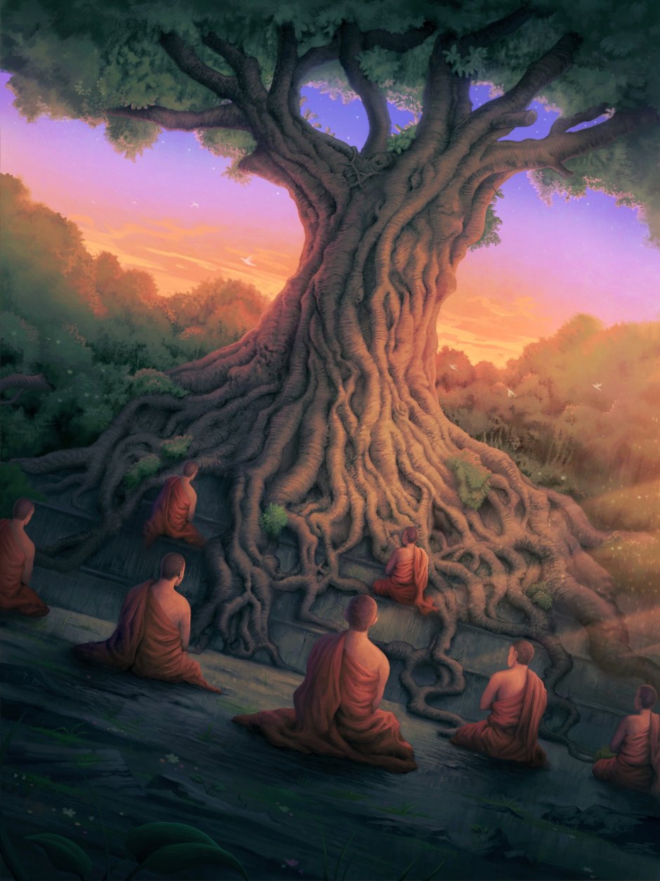 Будда под деревом Бодхи арт