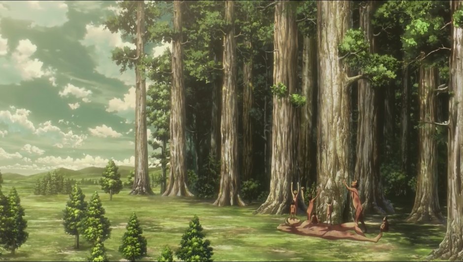 Лес гигантских деревьев атака титанов