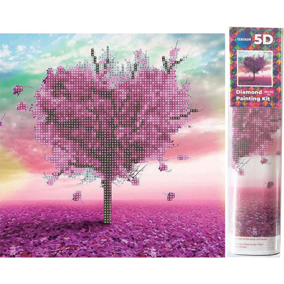 Алмазная мозаика розовое дерево сердечко