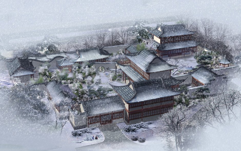 Китайская деревня зимой