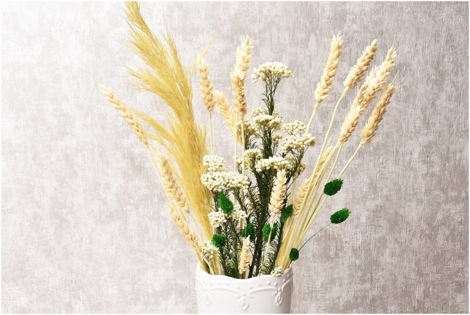 Букеты из сухоцветов с пшеницей