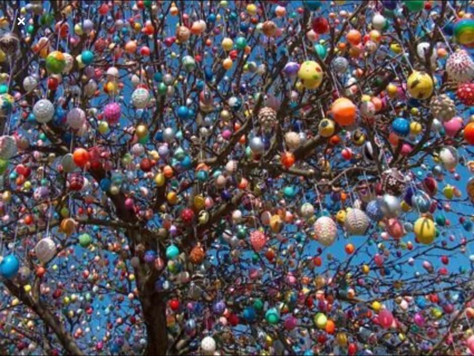 Дерево украшенное яйцами