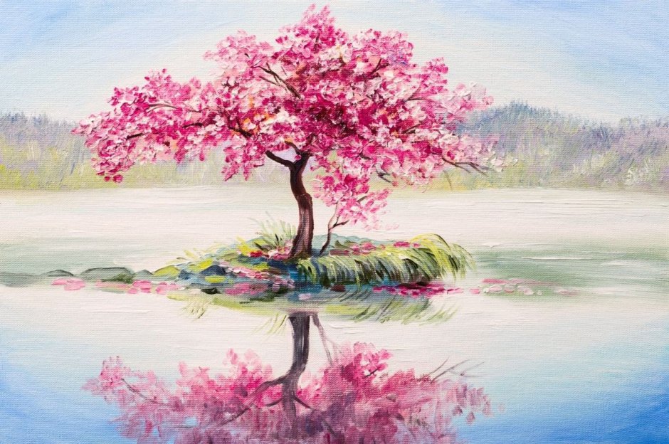 Картина цветущее дерево