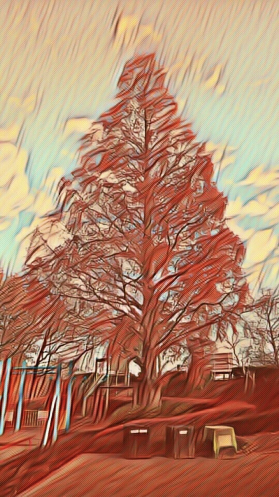 Нарисованные елочки деревья парк