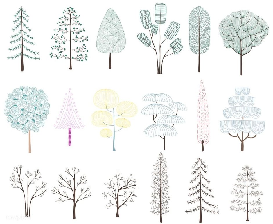 Стилизованные зимние деревья