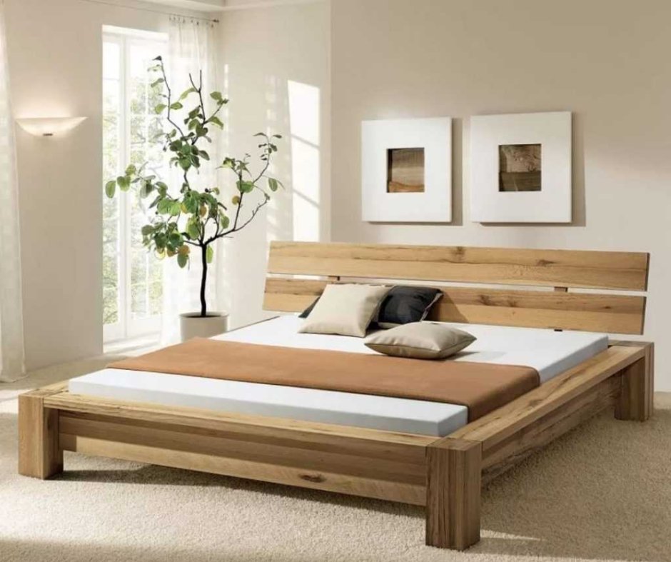 Кровать 2 спальная дерево
