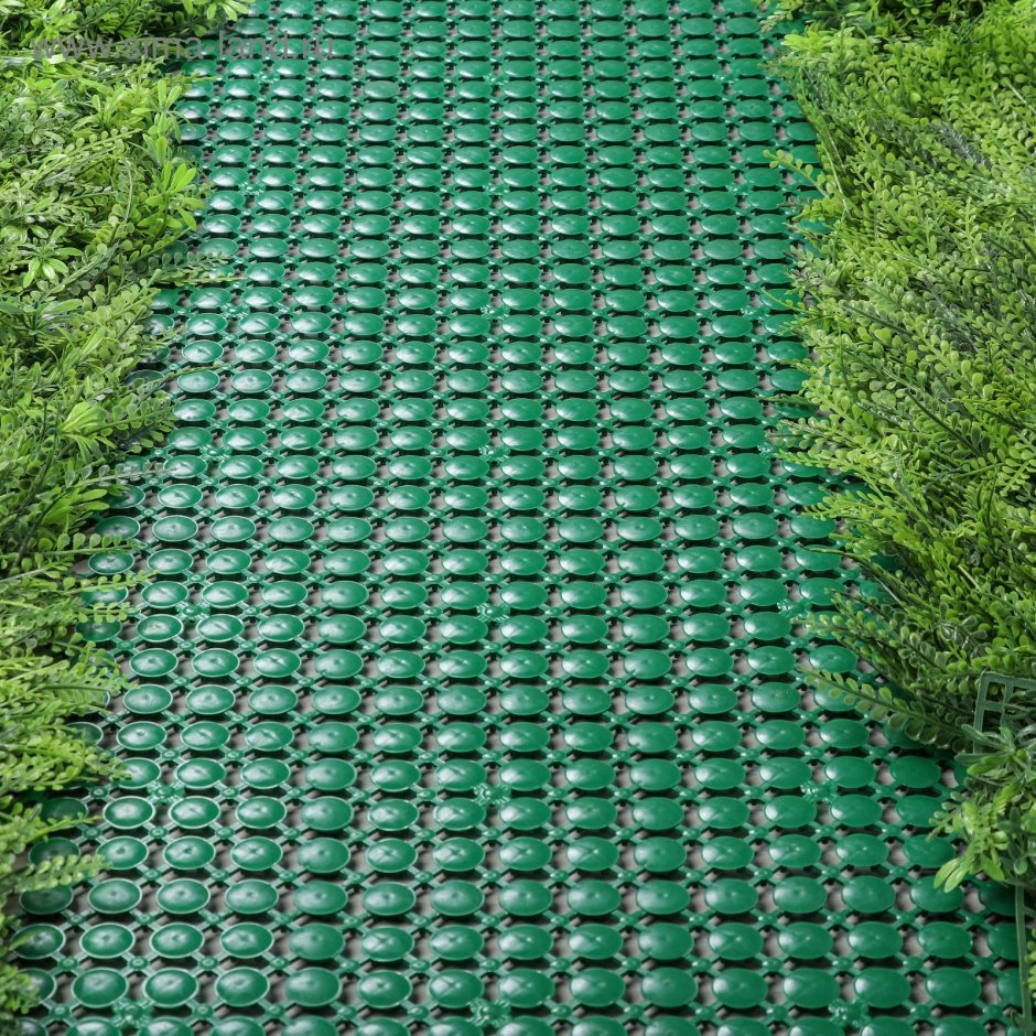 Плитка Садовая, 28.5 х 57 х 2.2 см, с замками, зелёный, набор 6 шт, «малахит»