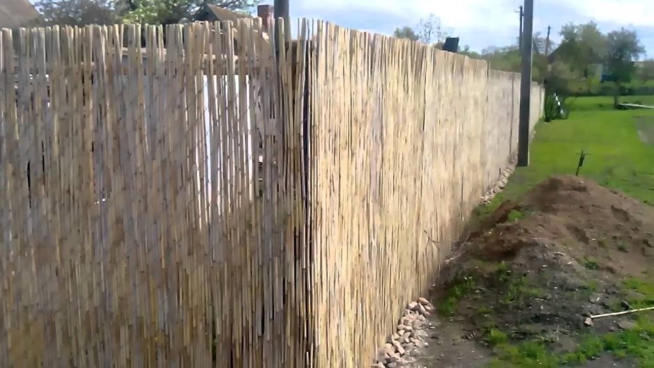 Плетеный забор из камыша