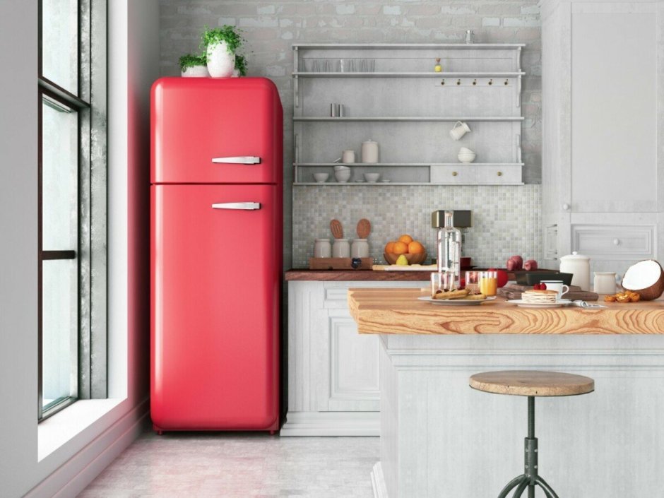 Холодильник Smeg ретро красный