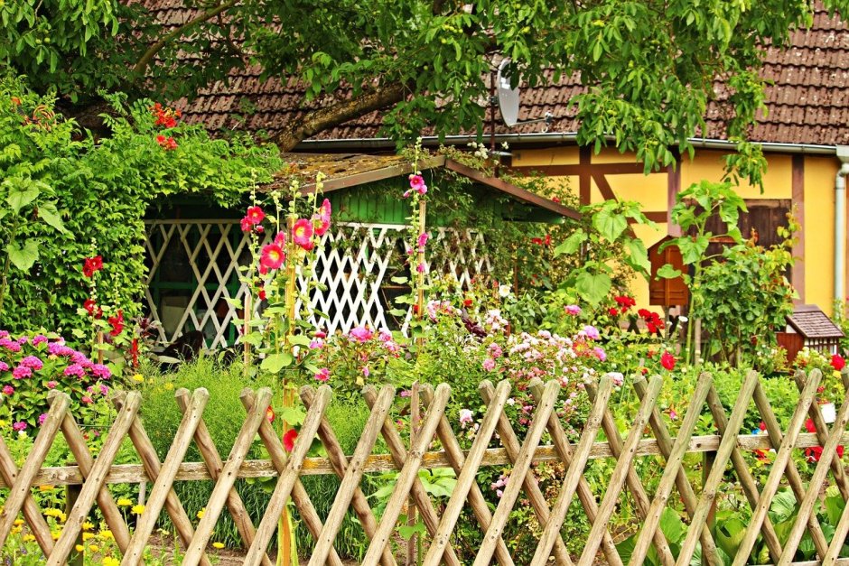 Забор палисадника в деревне