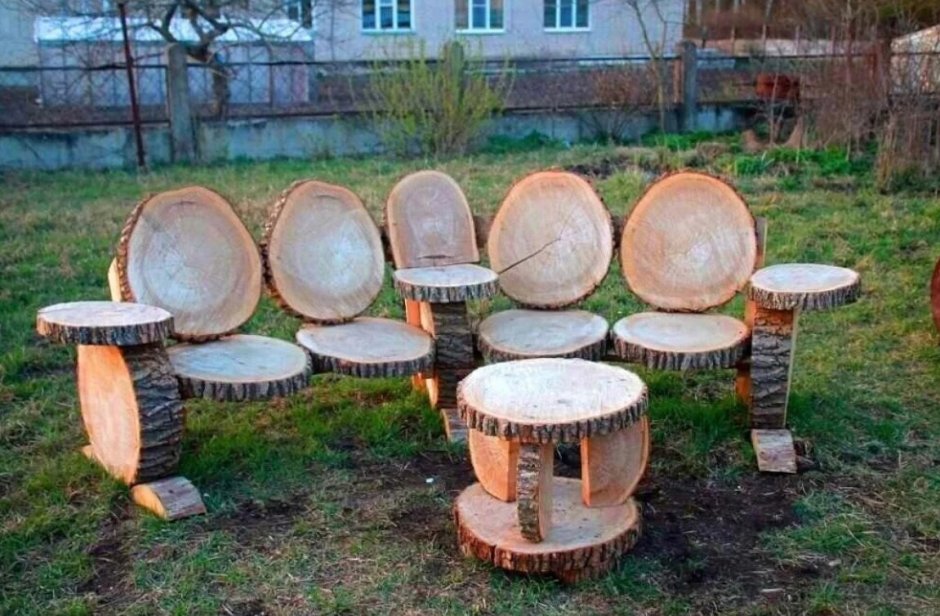 Садовая мебель из бревна