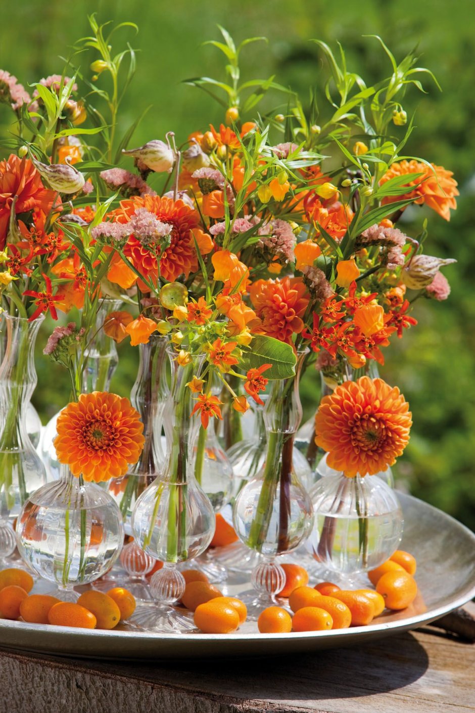 Цветущий сад в оранжевых тонах
