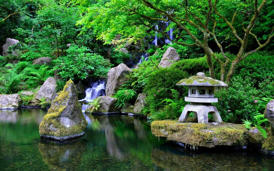 Водопады японского сада. Киото