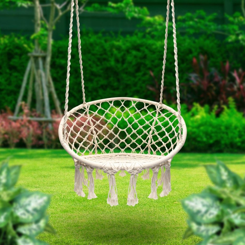Кресло гамак подвесное плетёное (80х120 см, до 120 кг, хлопок, сталь) КНР