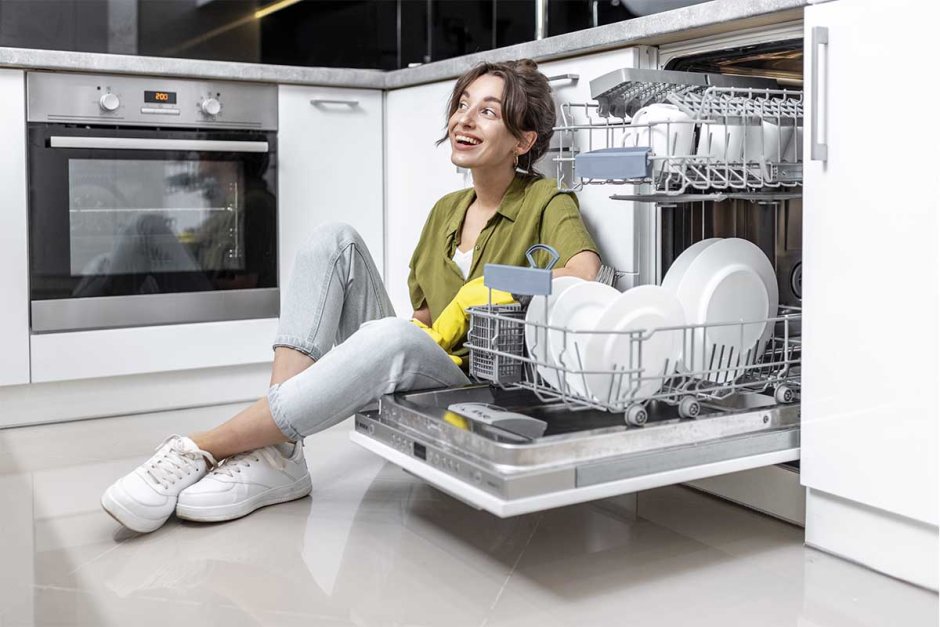 Женщина и посудомоечная машина