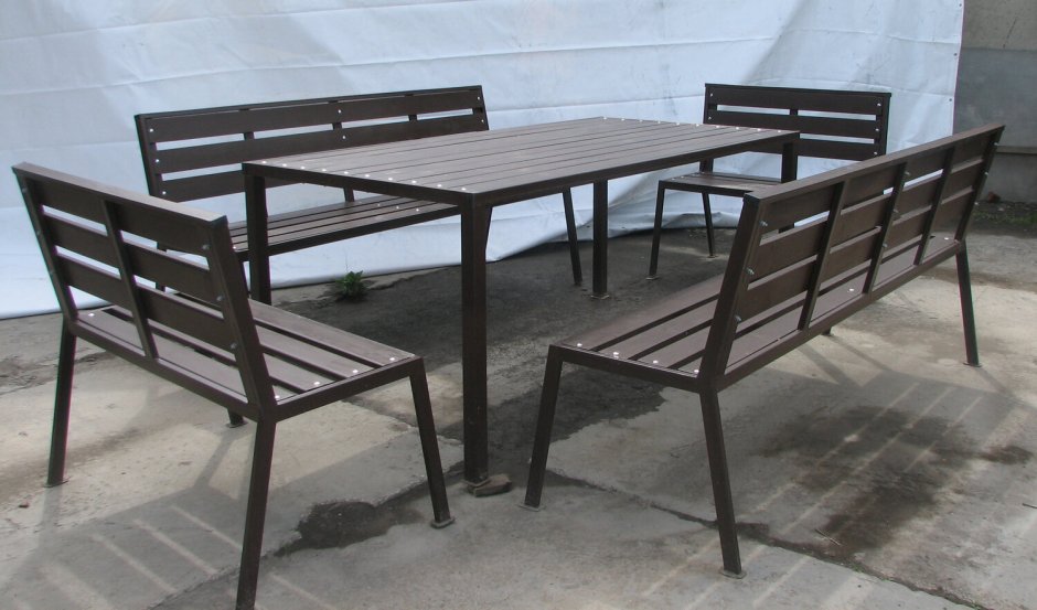 Комплект садовой мебели (стол+2 скамейки) пластик HDPE