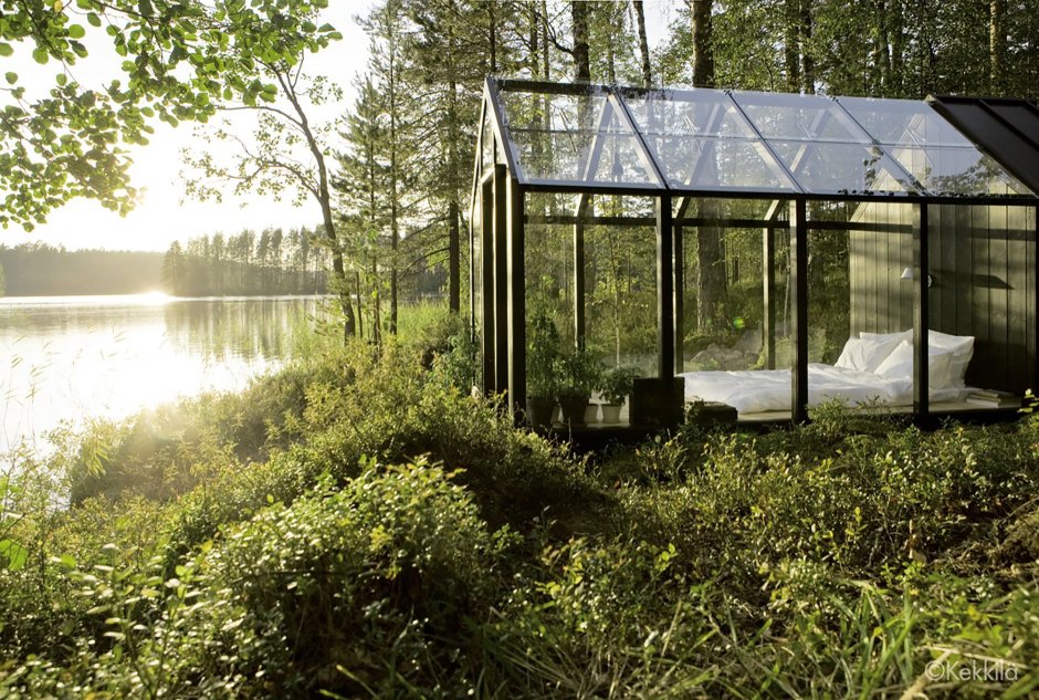 Прозрачные домики в лесу