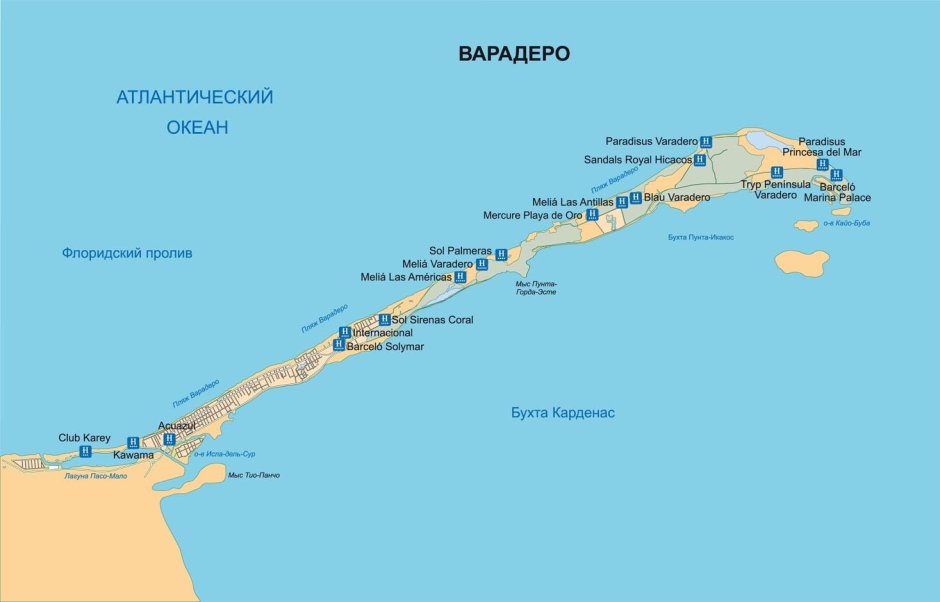 Карта отелей Варадеро Куба