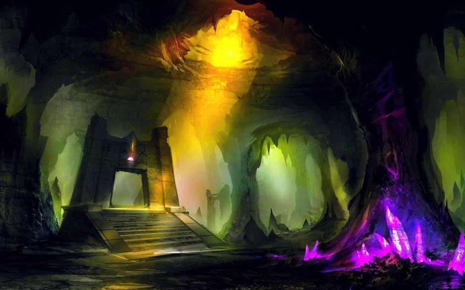 Пещера сталактитов фэнтези арт