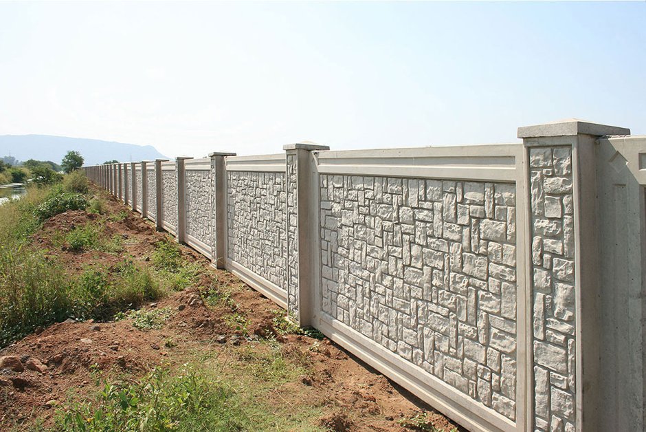 Наборный бетонный забор 3м