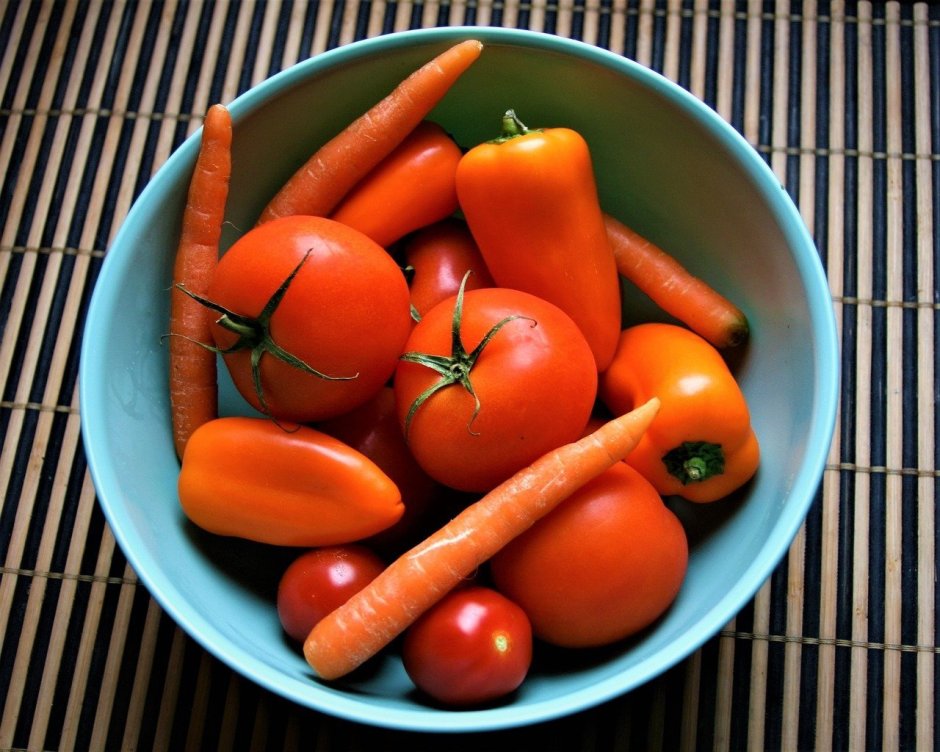 Фрукты и овощи оранжевого цвета