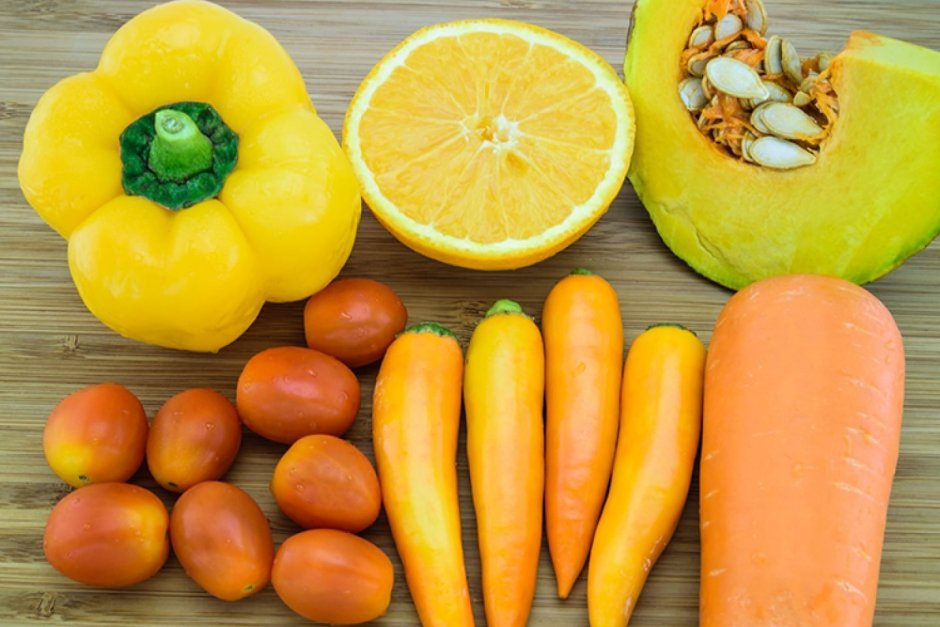 Овощи и фрукты желтого цвета