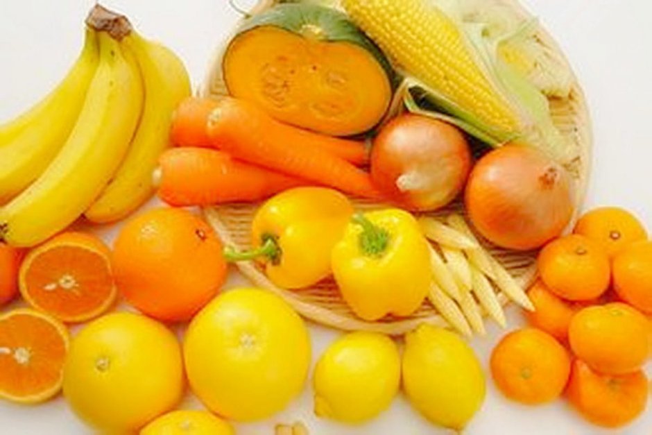 Желтые фрукты и овощи