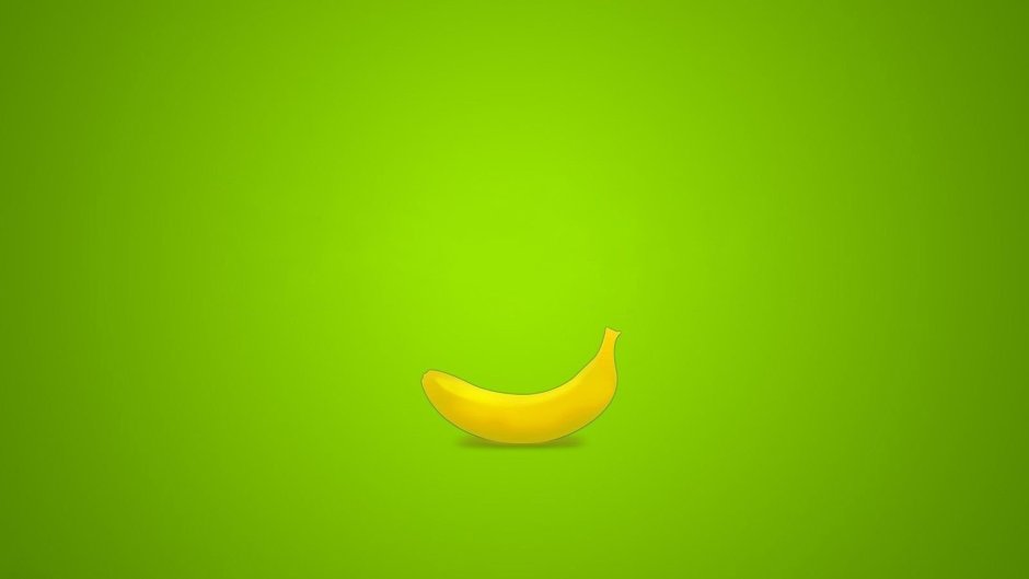 Банан на зеленом фоне