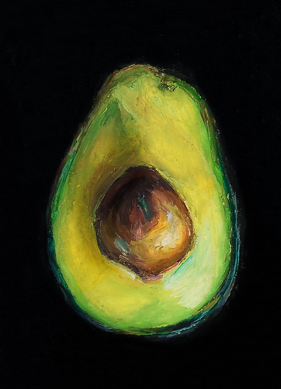 Рисунок масляной пастелью авокадо