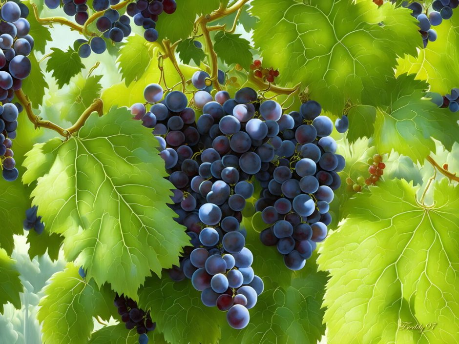 Большие грозди винограда