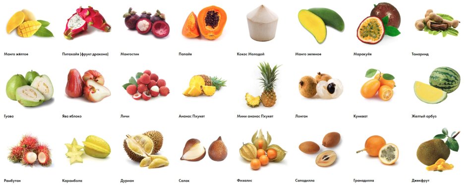 Тропические фрукты перечень