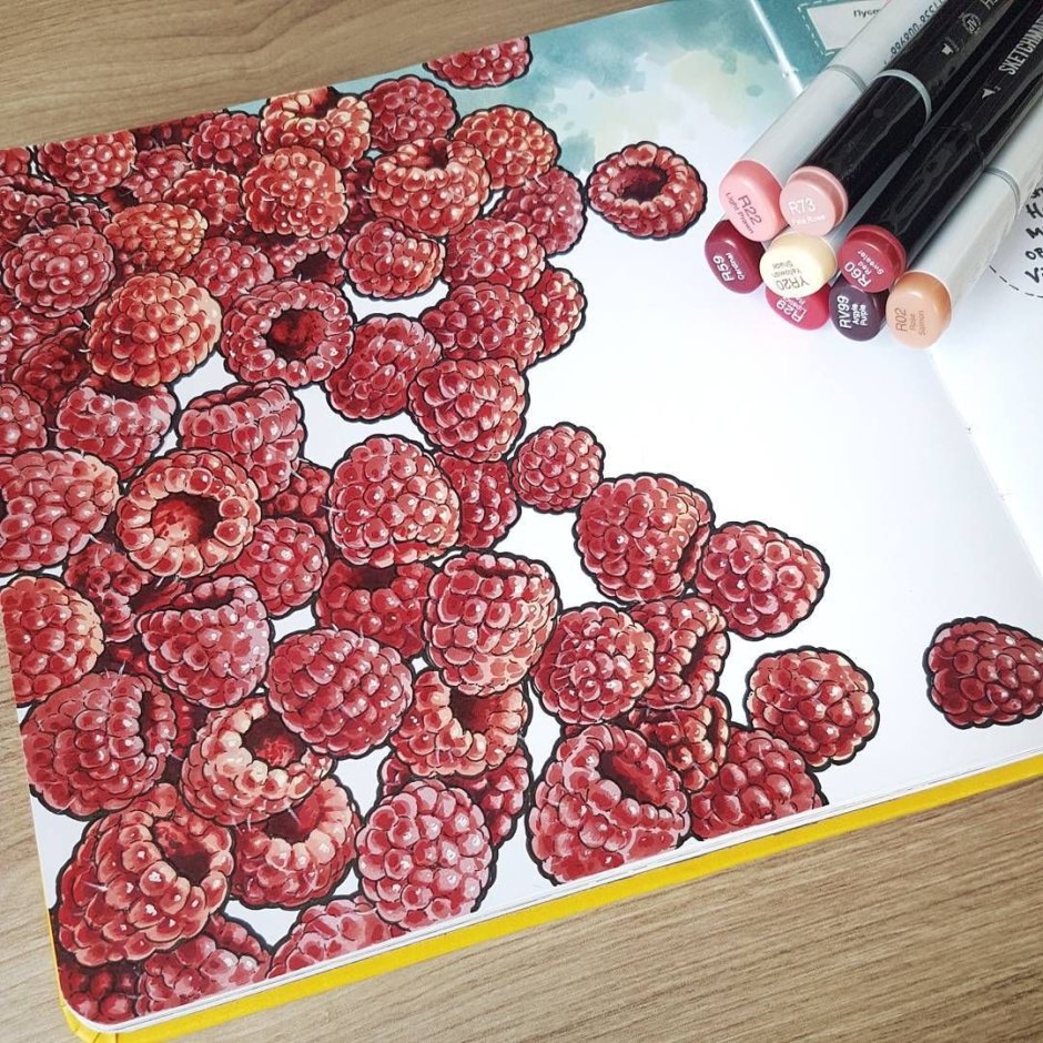 Скетчинг маркерами ягоды