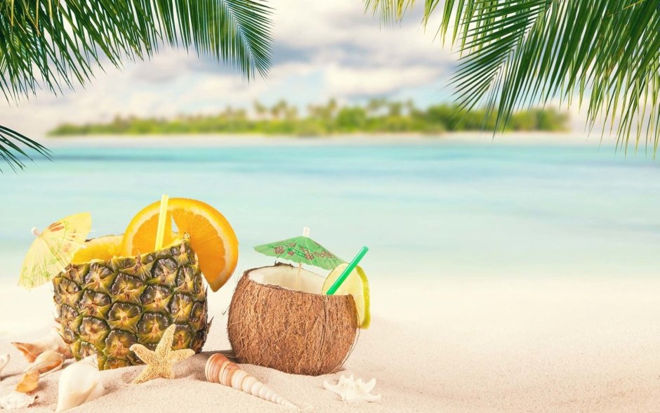 Пляж коктейль пальмы