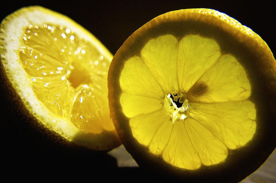 Лимон в разрезе макро