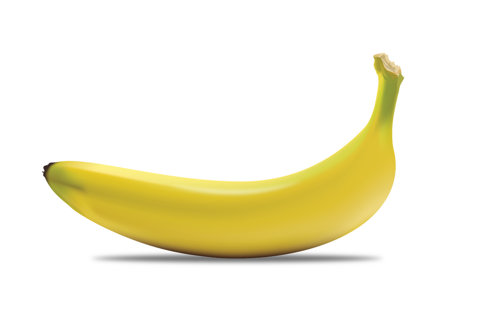 1 Банан на белом фоне